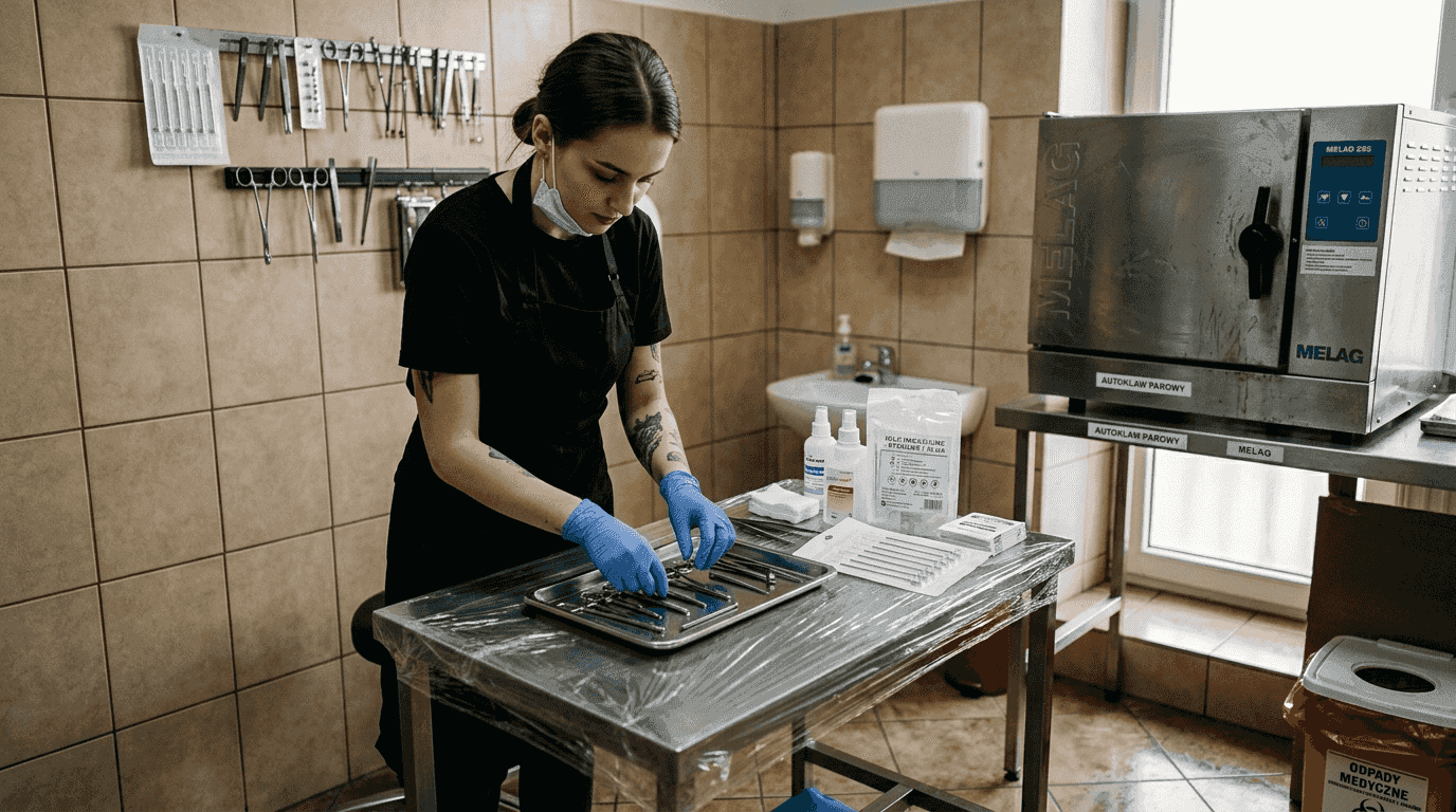 Profesjonalne przygotowanie stanowiska piercingu 2026